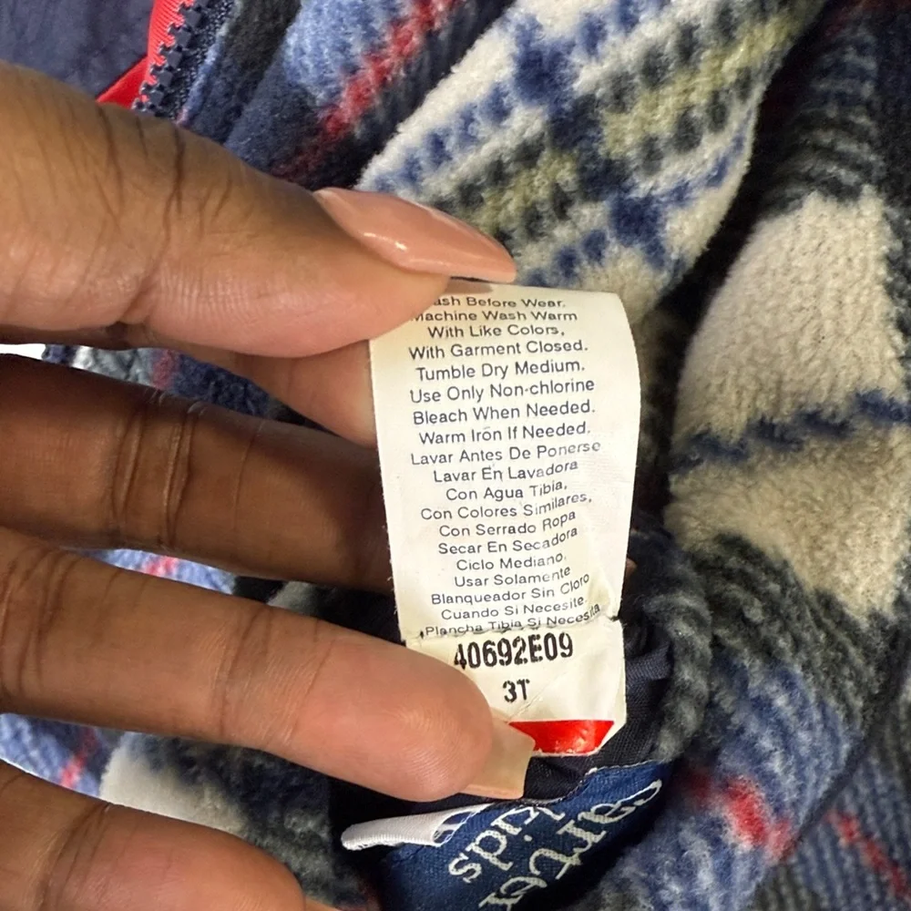 Vintage Carter's Navy‎ and Red Fleece-lined Hooded Coat for Kids Size 3T